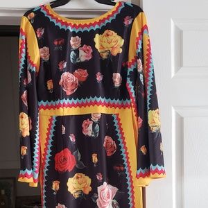 Dalia Macphee Black Floral Print Dress